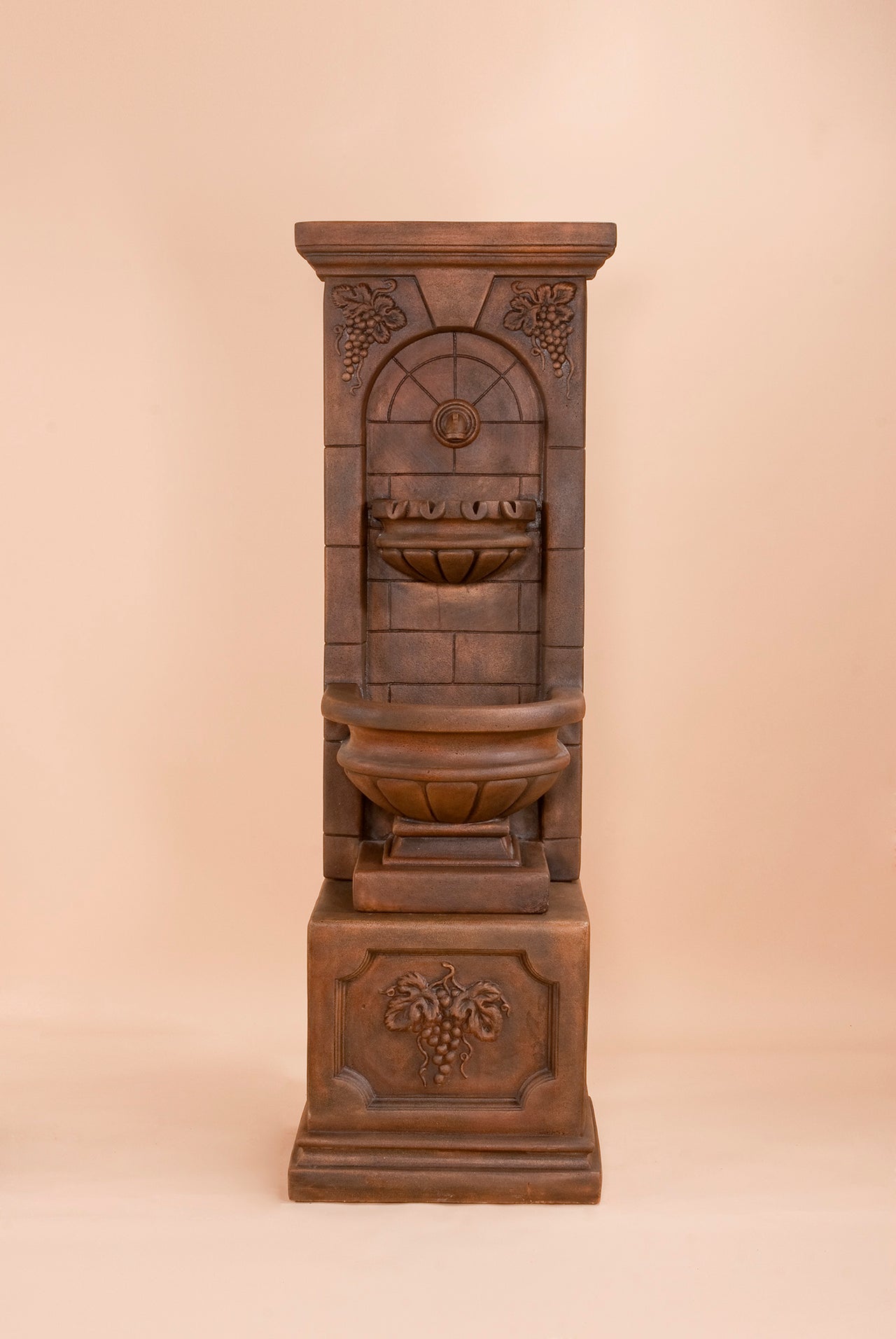 St. Helena Outdoor Cast Stone Wall Fountain with Base – Classical Elegance for Garden Walls