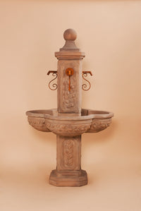 Thumbnail for Limone Courtyard Cast Stone Outdoor Fountain with Spouts – Elegant Garland Design for Garden or Entryway