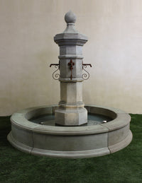 Thumbnail for Octavia Concrete Column Outdoor Fountain with Easy Pond Basin – 4-Spout Cast Stone Centerpiece