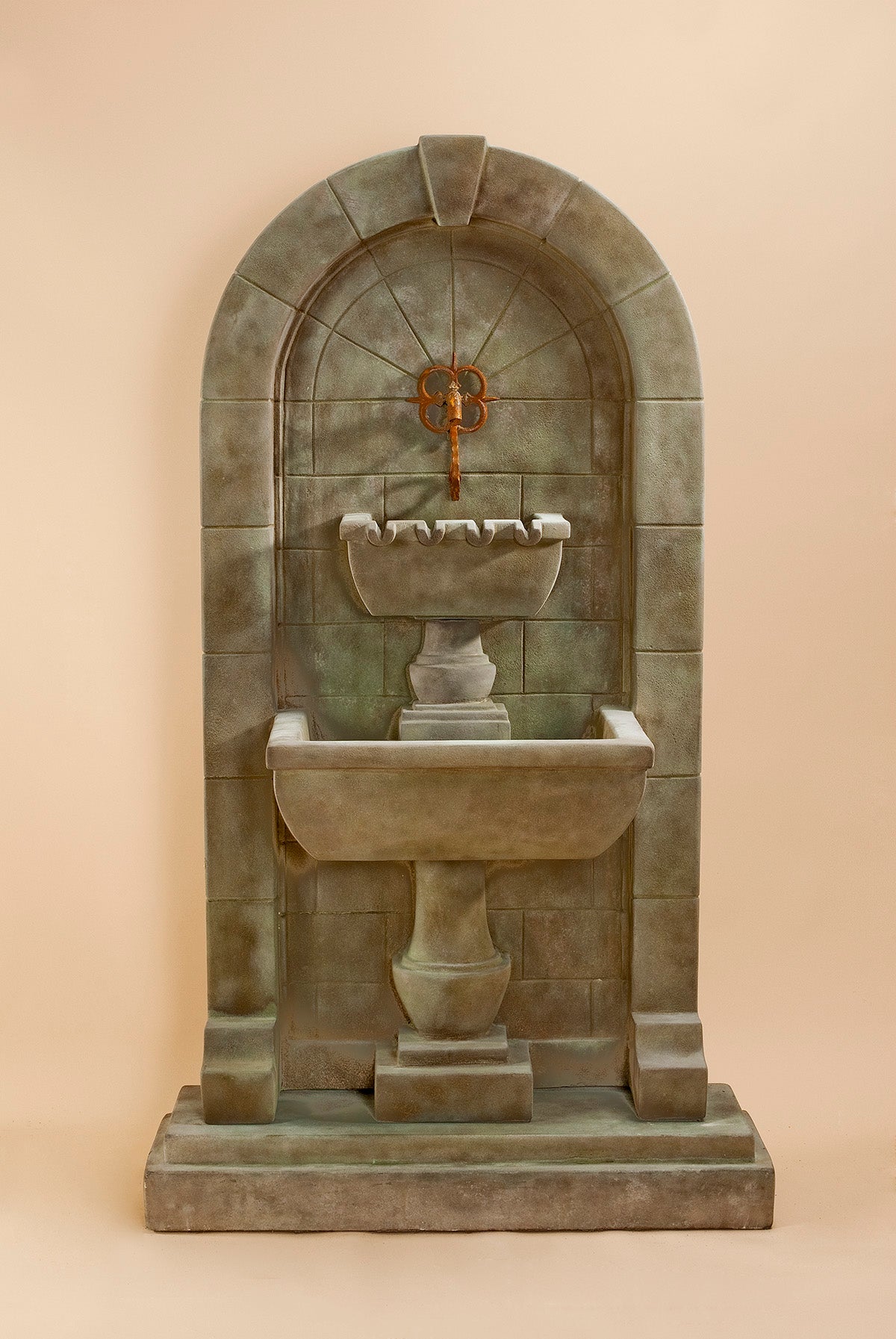 Monterosso Wall Outdoor Cast Stone Garden Fountain – European-Inspired Elegance with Classic Scupper Detail