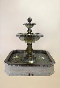 Thumbnail for Solara Quadra Pond Outdoor Cast Stone Garden Fountain – 64” Tiered Square Elegance