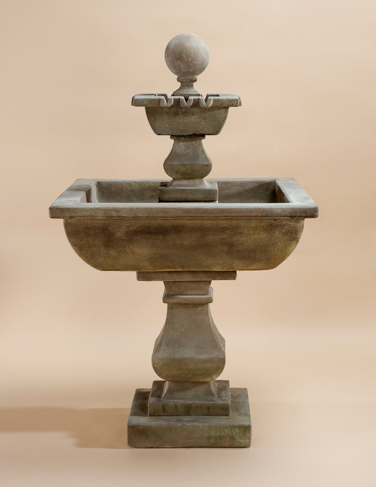 Quadratum Outdoor Cast Stone Garden Fountain – Byzantine-Inspired Tiered Elegance