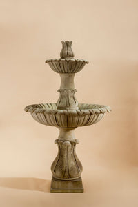 Thumbnail for Calanthia Two-Tier Outdoor Cast Stone Garden Fountain with Acanthus Finial – Classic Elegance, Naturally Inspired