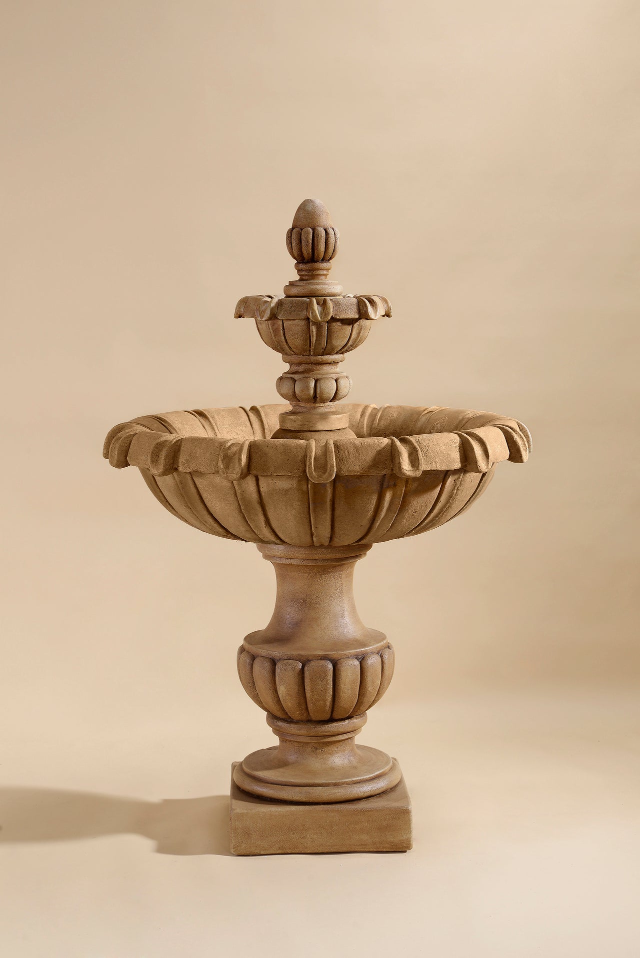 Petite Chateau Two-Tier Outdoor Cast Stone Garden Fountain – Timeless Elegance in a Compact Design