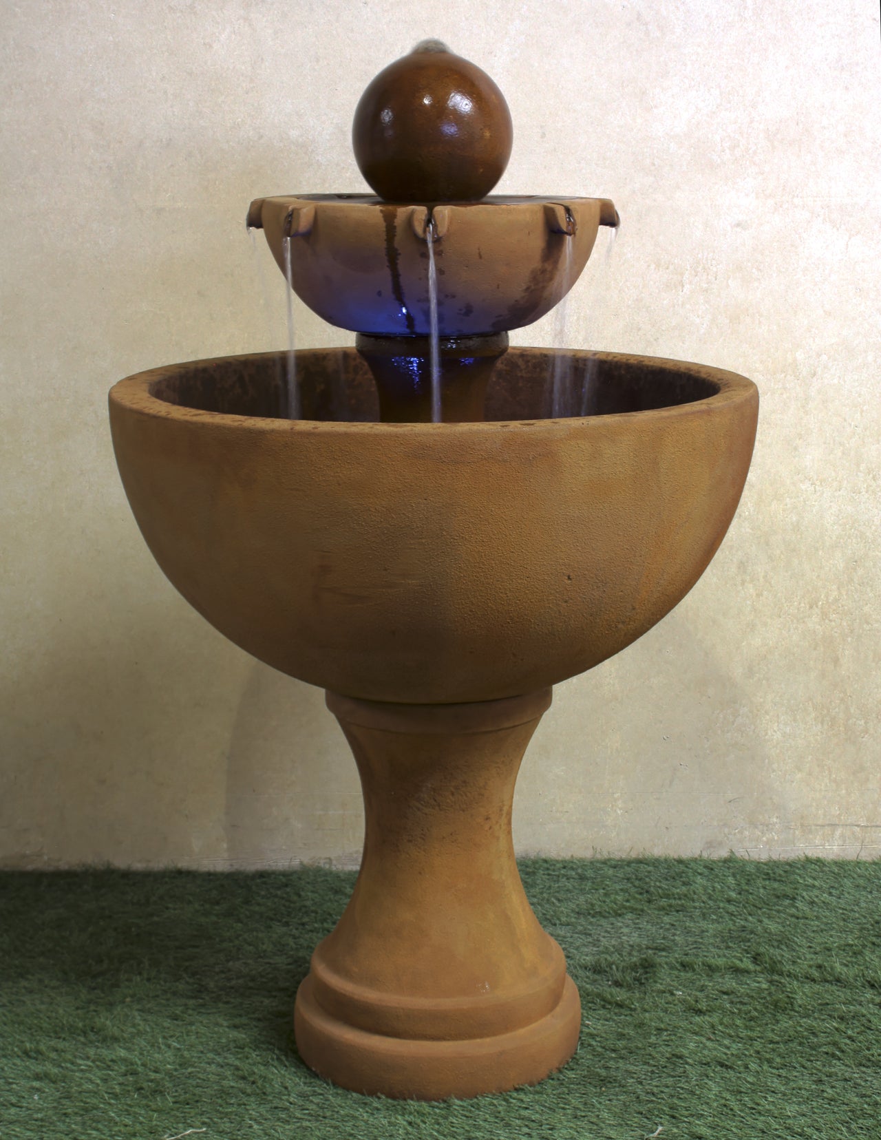 Orbis Two-Tier Outdoor Cast Stone Garden Fountain