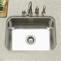 Thumbnail for Houzer Eston Stainless Steel Undermount Single Bowl Kitchen Sink with Strainer & Bottom Grid
