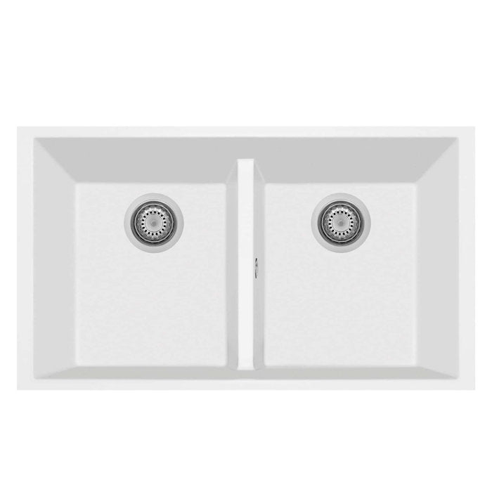 LaToscana 33" One Series Double Bowl Undermount Rectangular Kitchen Sink in White