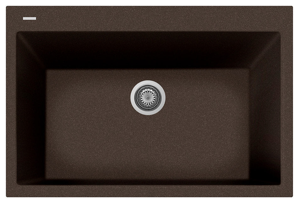 LaToscana 33" One Series Single Bowl Drop-In Quartz Kitchen Sink in Brown