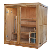 Thumbnail for SunRay Charleston 4-Person Indoor Traditional Sauna Double Bench with 6kW Harvia Heater