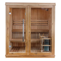 Thumbnail for SunRay Charleston 4-Person Indoor Traditional Sauna Double Bench with 6kW Harvia Heater