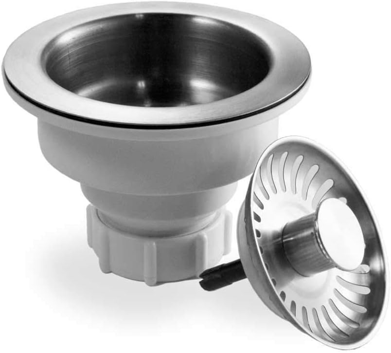 Houzer Stainless Steel 3-1/2" Pop-Up Basket Strainer with Full Drain Assembly