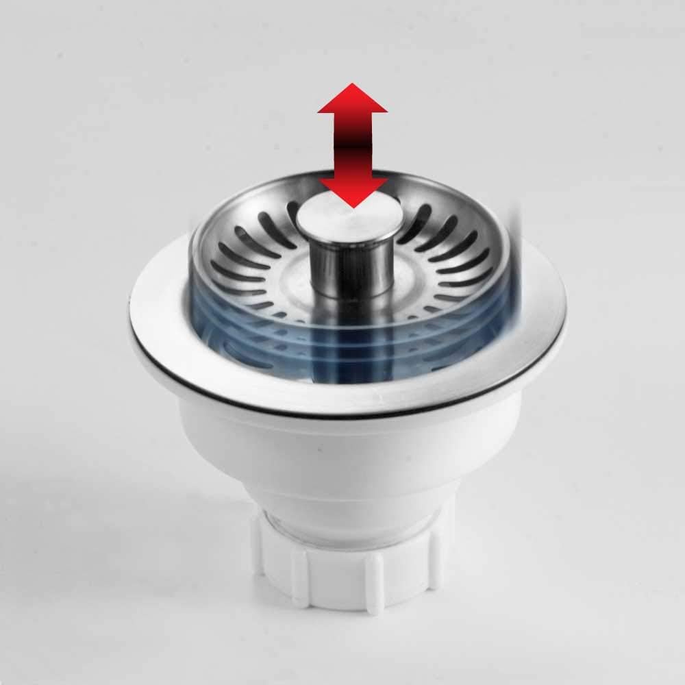 Houzer Stainless Steel 3-1/2" Pop-Up Basket Strainer with Full Drain Assembly