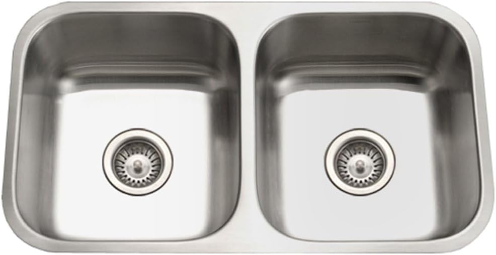 Houzer Eston 31 inch Stainless Steel Undermount 50/50 Double Bowl Kitchen Sink