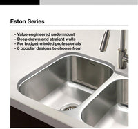 Thumbnail for Houzer Eston 31 inch Stainless Steel Undermount 50/50 Double Bowl Kitchen Sink