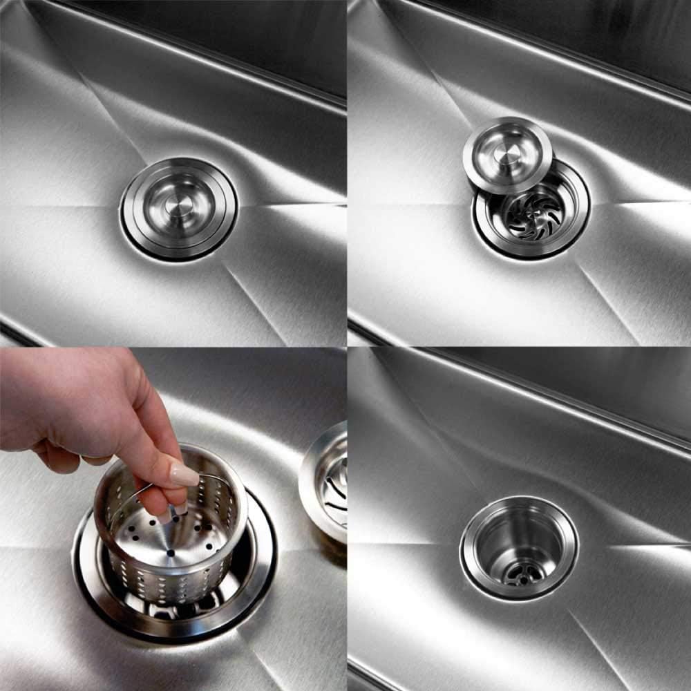 Houzer Stainless Steel 3-1/2" Deep Cup Basket Strainer with Full Drain Assembly