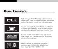 Thumbnail for Houzer Eston 31 inch Stainless Steel Undermount 50/50 Double Bowl Kitchen Sink