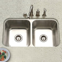 Thumbnail for Houzer Eston 31 inch Stainless Steel Undermount 50/50 Double Bowl Kitchen Sink