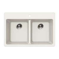 Thumbnail for Houzer Quartztone 33 inch Granite Composite Drop-in Topmount 50/50 Double Bowl Kitchen Sink