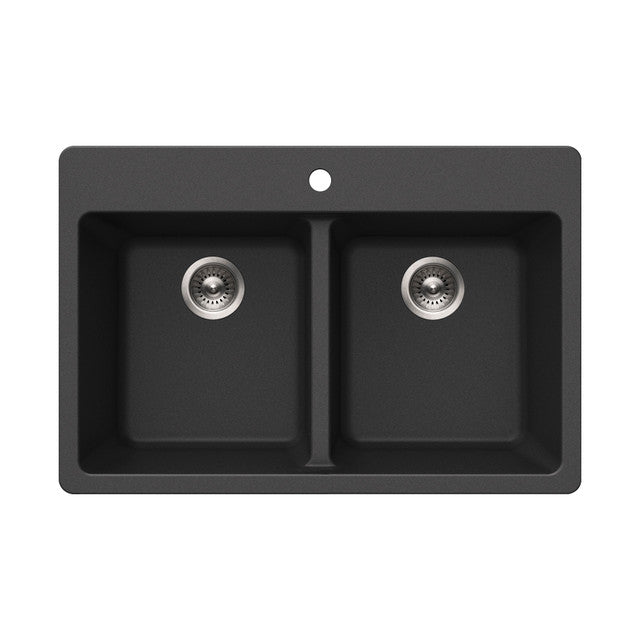 Houzer Quartztone 33 inch Granite Composite Drop-in Topmount 50/50 Double Bowl Kitchen Sink