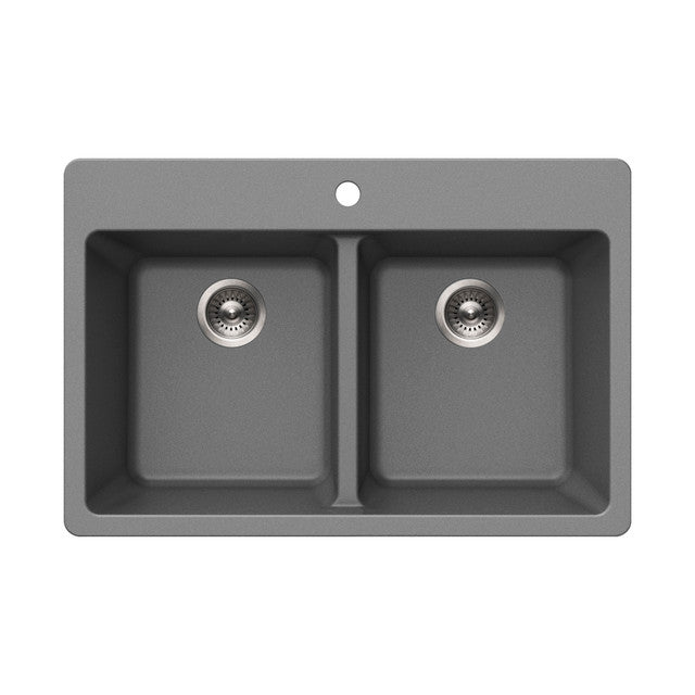 Houzer Quartztone 33 inch Granite Composite Drop-in Topmount 50/50 Double Bowl Kitchen Sink