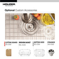 Thumbnail for Houzer Belleo 23 inch Stainless Steel Drop-in Topmount Single Bowl Kitchen Sink with Strainer & Grid