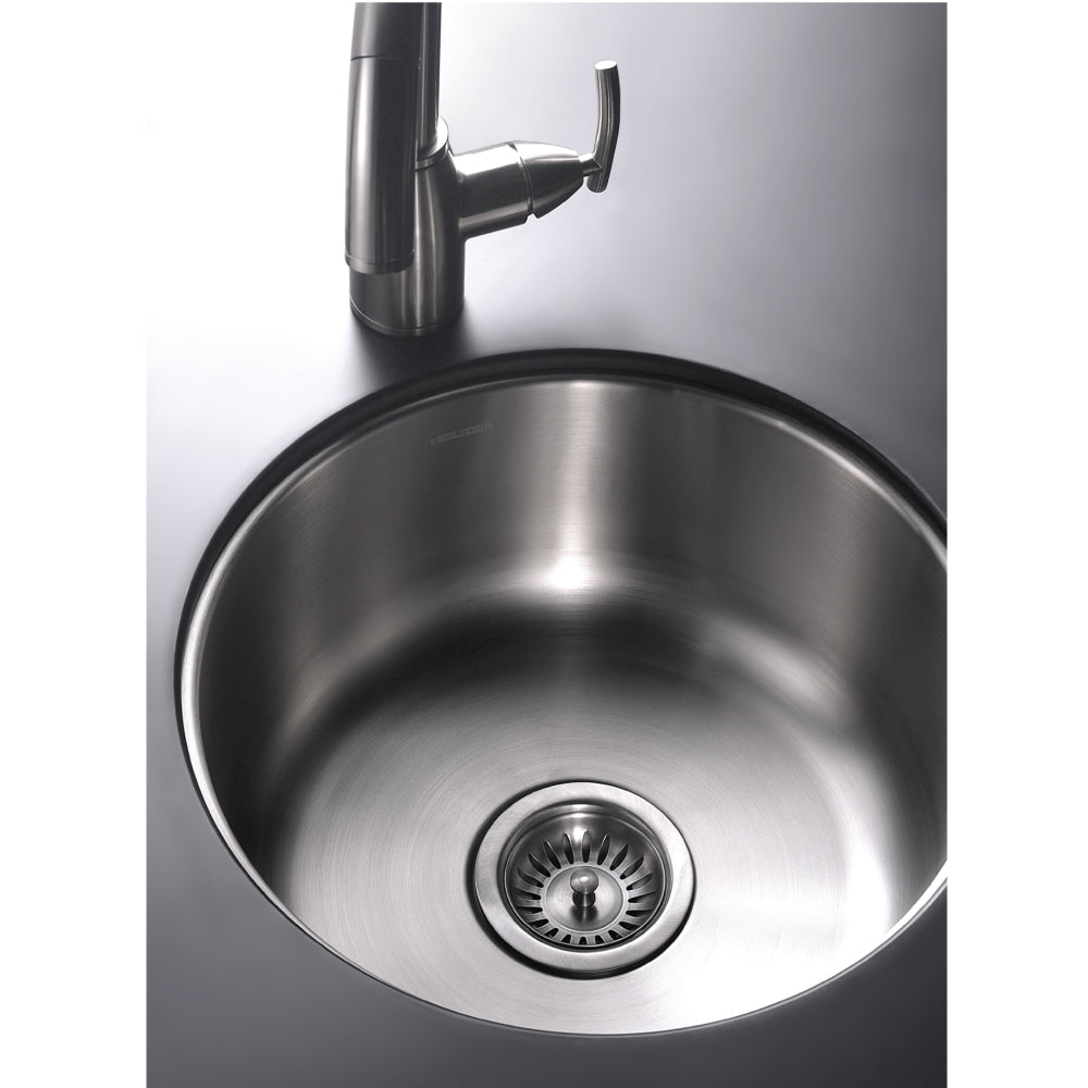 Houzer Club 18 inch Stainless Steel Undermount Single Round Bowl Bar Sink with Strainer