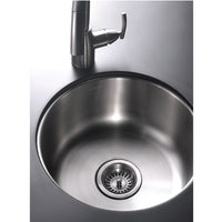 Thumbnail for Houzer Club 18 inch Stainless Steel Undermount Single Round Bowl Bar Sink with Strainer
