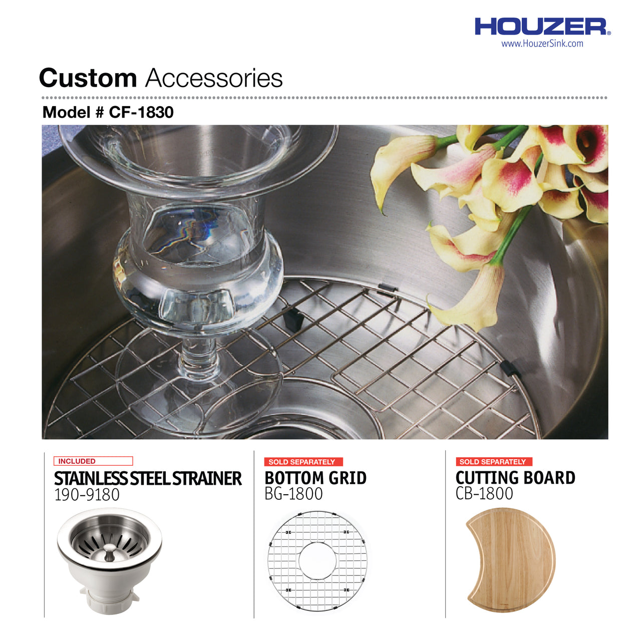 Houzer Club 18 inch Stainless Steel Undermount Single Round Bowl Bar Sink with Strainer