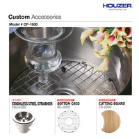 Thumbnail for Houzer Club 18 inch Stainless Steel Undermount Single Round Bowl Bar Sink with Strainer