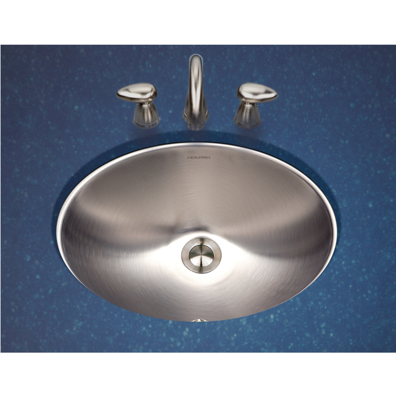 Houzer Opus 18 inch Stainless Steel Undermount Oval Bowl Bathroom Sink with Overflow Drain Assembly