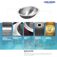 Thumbnail for Houzer Opus 18 inch Stainless Steel Undermount Oval Bowl Bathroom Sink with Overflow Drain Assembly