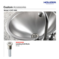 Thumbnail for Houzer Opus 18 inch Stainless Steel Drop-in Oval Bathroom Sink without Overflow