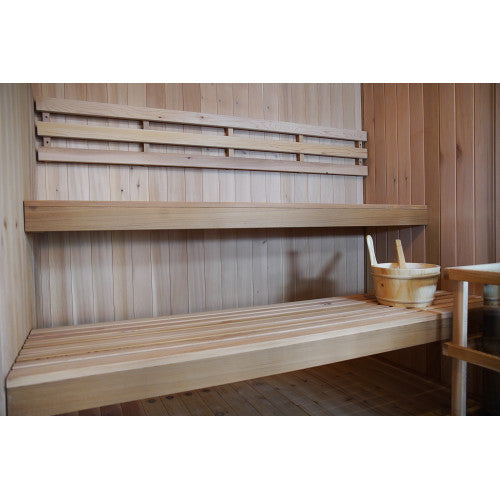 SunRay Charleston 4-Person Indoor Traditional Sauna Double Bench with 6kW Harvia Heater