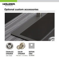 Thumbnail for Houzer Quartztone 16 inch Granite Composite Dual Mount Topmount or Undermount Single Bowl Bar Sink