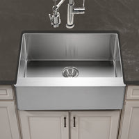 Thumbnail for Houzer Epicure 30 inch Apron Front Farmhouse Single Bowl Kitchen Sink with Strainer & Grid