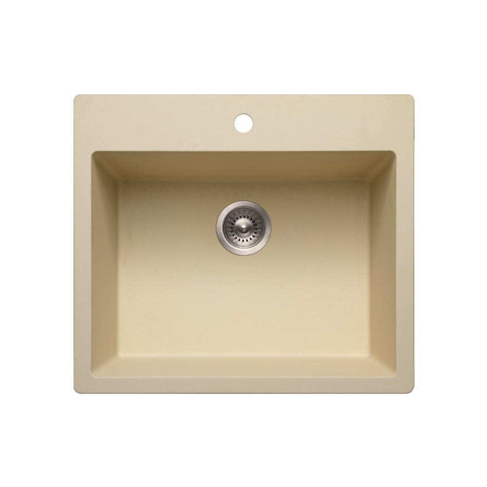 Houzer Quartztone 25 inch Granite Composite Drop-in Topmount Single Bowl Kitchen Sink