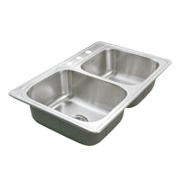 Thumbnail for Houzer Glowtone 33 inch Stainless Steel Drop-in Topmount 60/40 Double Bowl Kitchen Sink, Nested 20-Pack