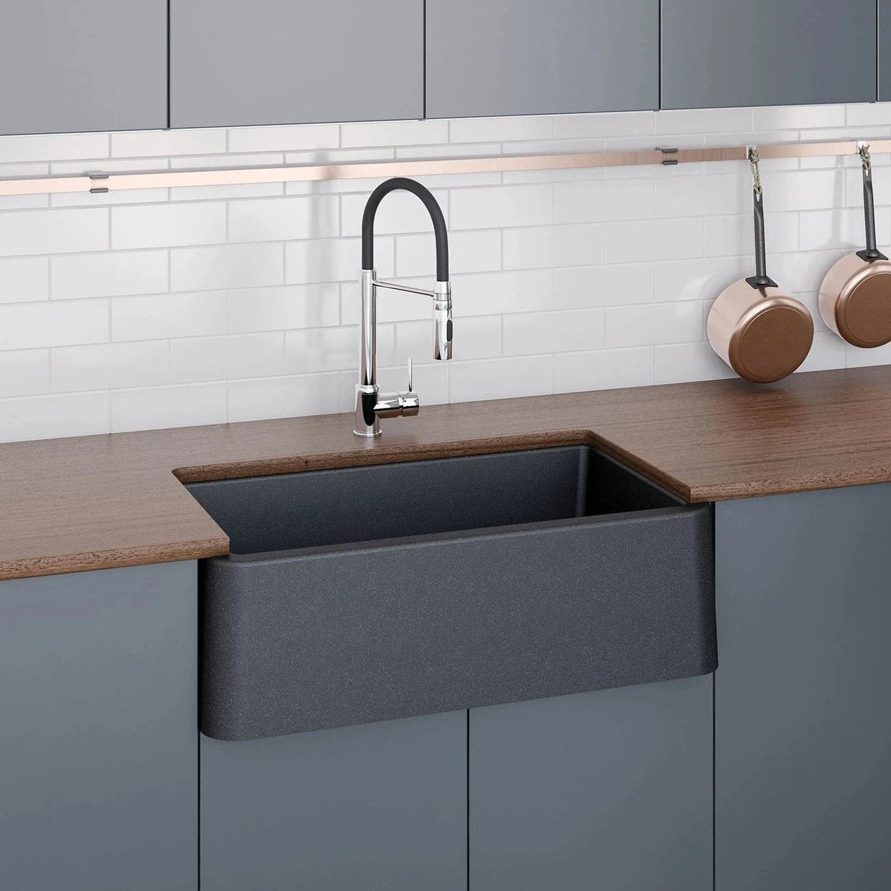 LaToscana 33" Farmhouse/Apron-Front Single Bowl Kitchen Sink Rectangular