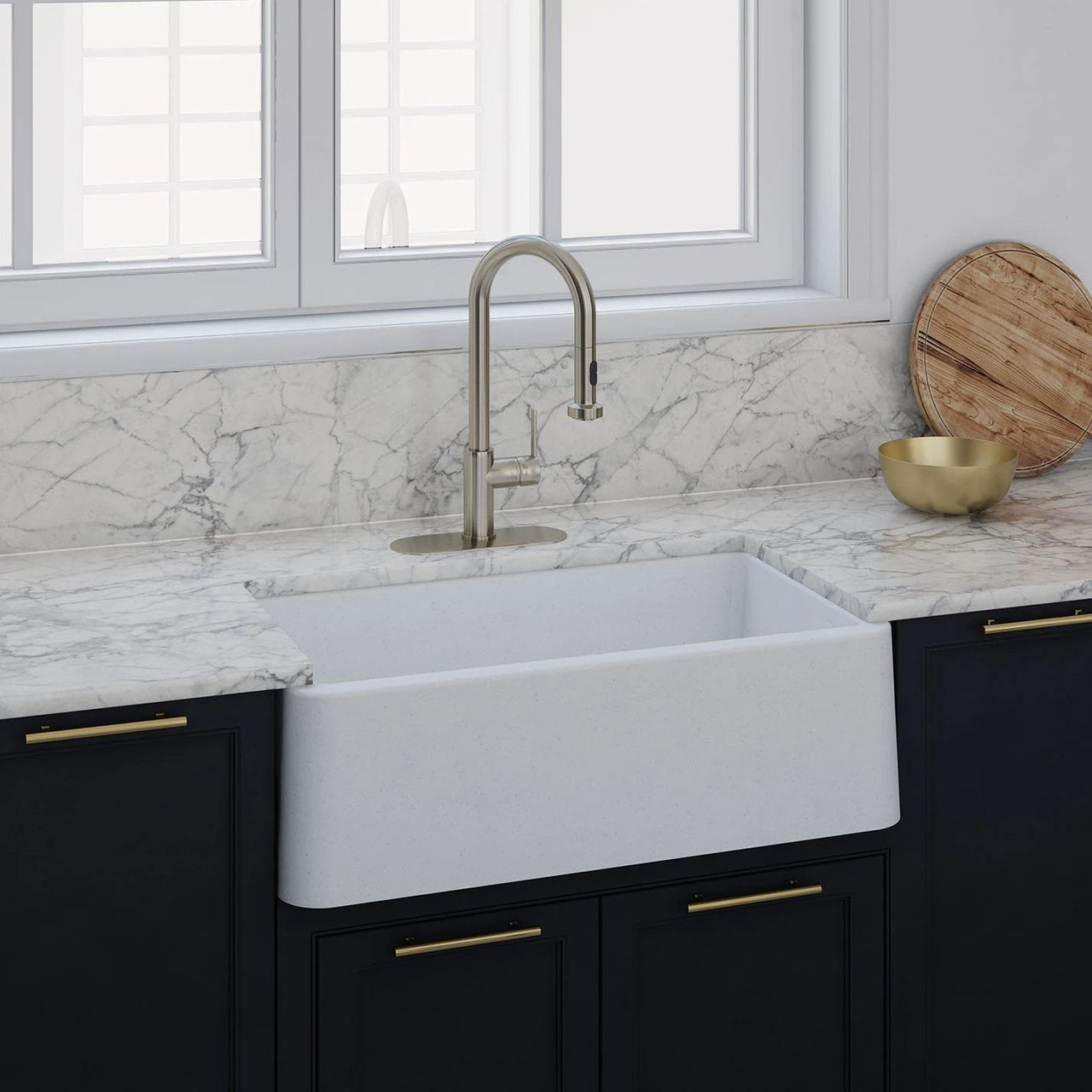 LaToscana 33" Farmhouse/Apron-Front Single Bowl Kitchen Sink Rectangular