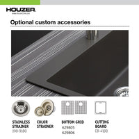 Thumbnail for Houzer Quartztone 33 inch Granite Composite Drop-in Topmount 60/40 Double Bowl Kitchen Sink