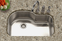Thumbnail for Houzer Medallion Designer 32 inch Stainless Steel Undermount Offset Single Bowl Kitchen Sink with Strainer