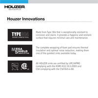 Thumbnail for Houzer Novus 18 Gauge Stainless Steel Undermount Dual Platform Workstation Single Bowl Kitchen Sink with Accessories