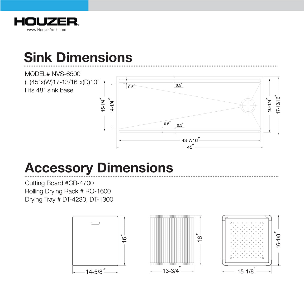 Houzer Novus 18 Gauge Stainless Steel Undermount Dual Platform Workstation Single Bowl Kitchen Sink with Accessories