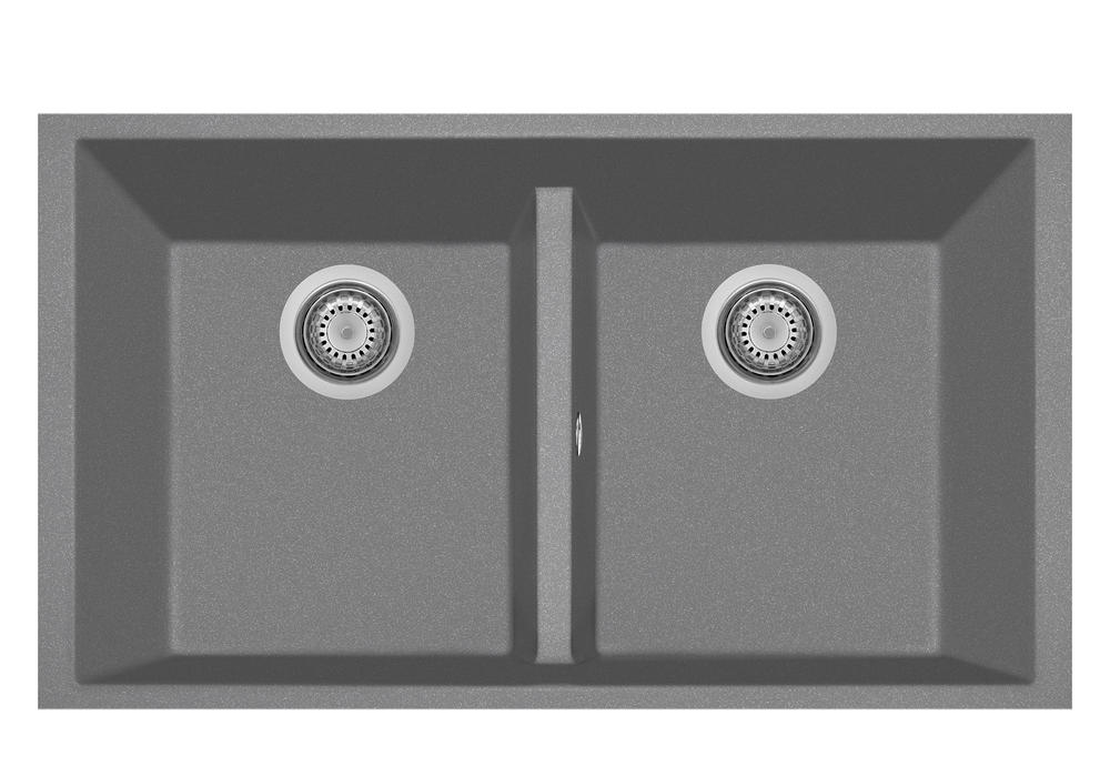 LaToscana 33" One Series Double Bowl Titanium Undermount Rectangular Kitchen Sink in Grey