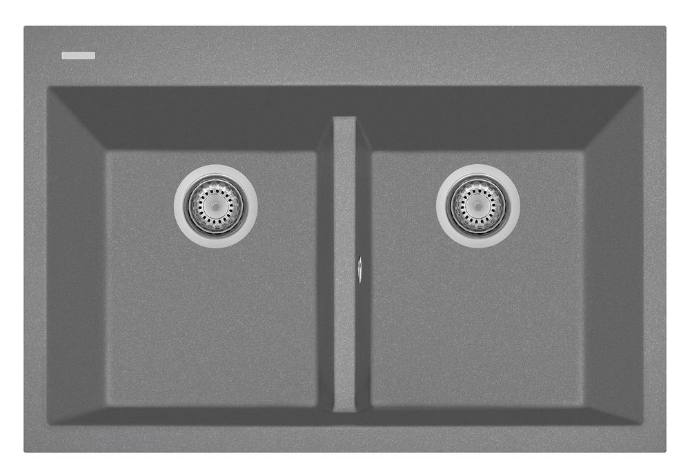 LaToscana 33" One Series Double Bowl Titanium Drop-In Rectangular Kitchen Sink in Grey