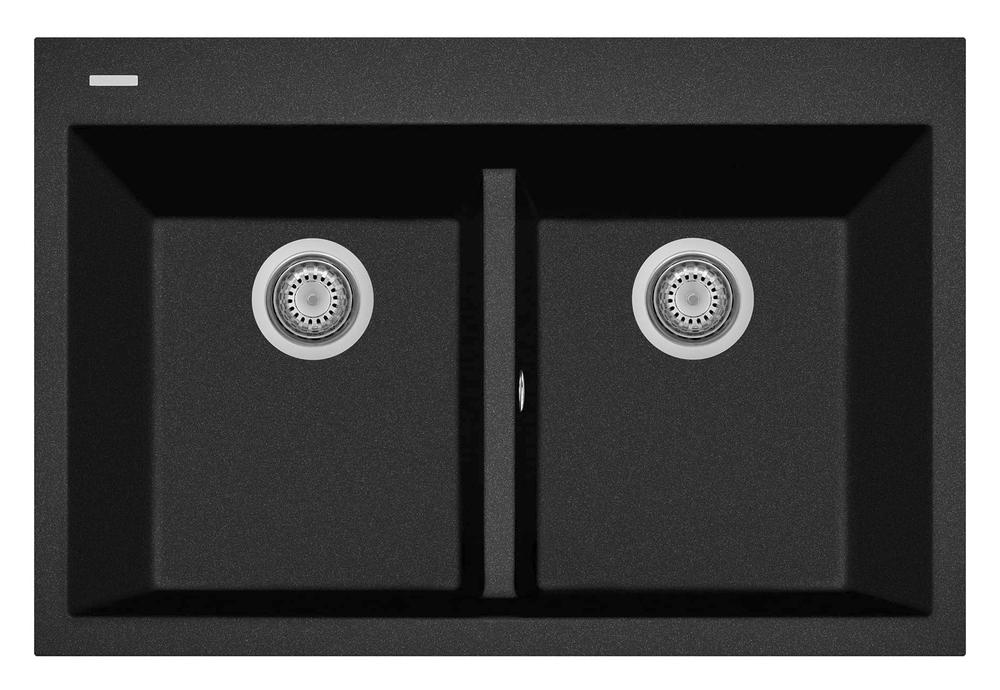 LaToscana 33" One Series Double Bowl Metallic Drop-In Rectangular Kitchen Sink in Black