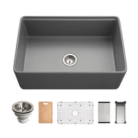 Thumbnail for Houzer Aspire 30 inch Fireclay Farmhouse Apron Front Single Bowl Workstation Sink with Accessories