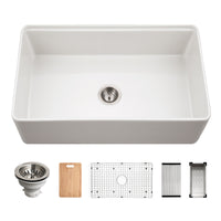 Thumbnail for Houzer Aspire 33 inch Fireclay Farmhouse Apron Front Single Bowl Workstation with Accessories
