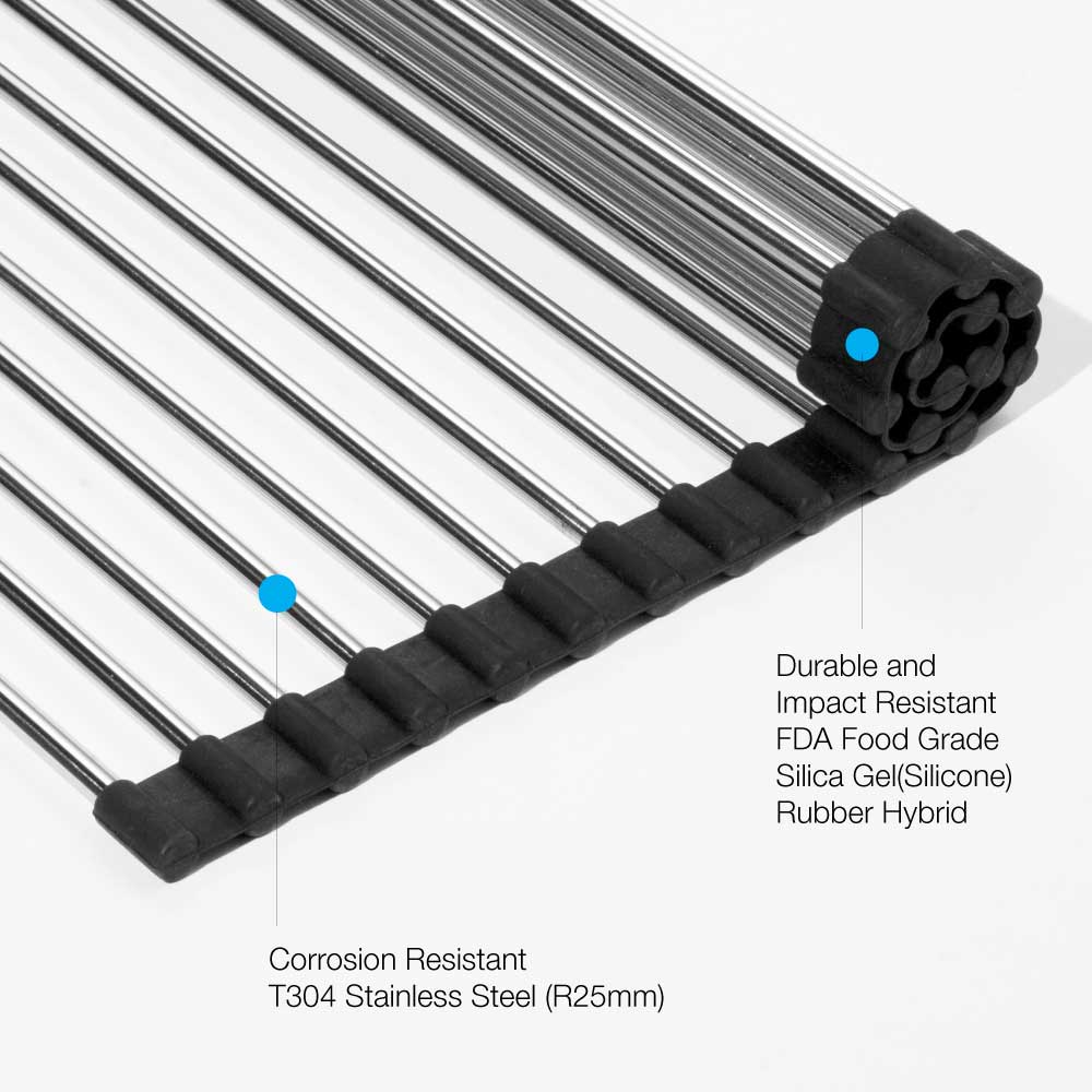 Houzer Stainless Steel Rolling Drying Mat – 13-3/4" x 17-11/16" – For Fireclay Workstation Sink