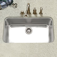 Thumbnail for Houzer Eston Stainless Steel Undermount Single Bowl Kitchen Sink with Strainer & Bottom Grid